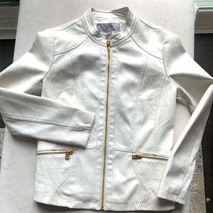 Marc New York Faux Leather Moto Jacket White